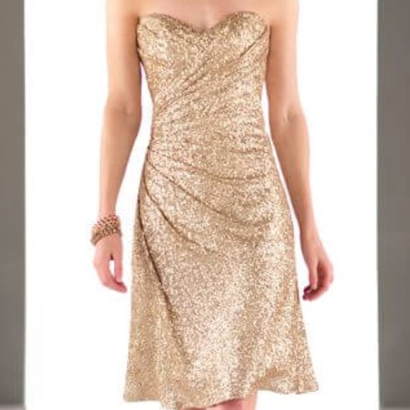 Gold Sequin Sorella Vita Bridesmaid Dress - Picture 2 of 3